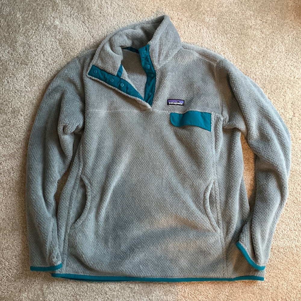 Patagonia grey and blue sweater